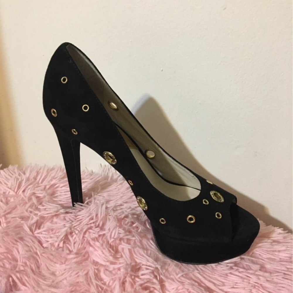 Michael Kors Women's Delilah Peep Toe Tall High Heels Platforms Stilettos SZ 8.5 - Picture 5 of 11